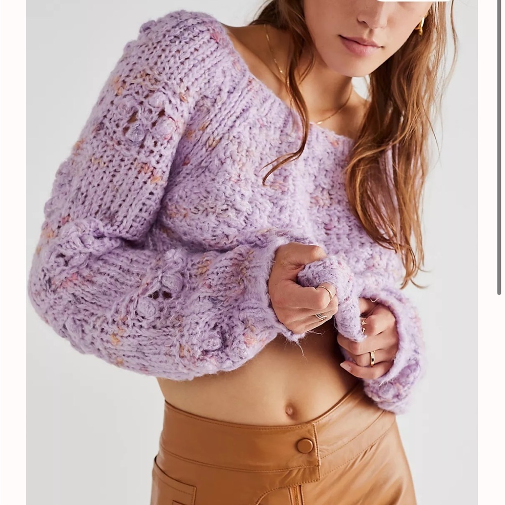Free People Sunset cloud pullover violet glow pullover sweater M - Picture 3 of 10